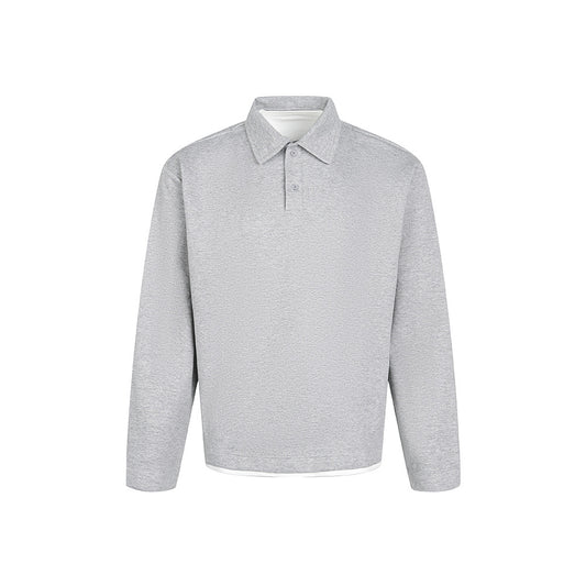 Casual Color-blocked Polo Neck Loose Solid Color Unisex Hoodie