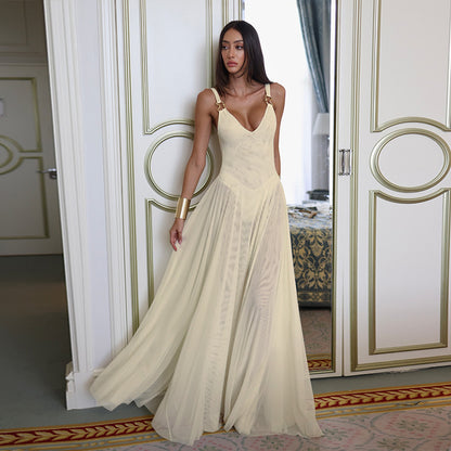 Sexy vacation slim fit mesh A-list dress